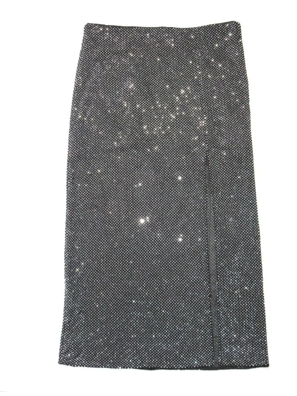 NWT J.Crew Collection Side-slit Rhinestone Maxi in Silver Black Skirt 16